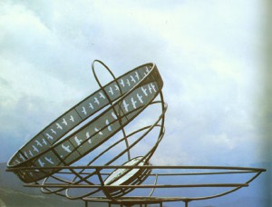 Dennis Oppenheim, Tempest in a Teacup, 1992. Rolled steel tube, perforated steel, sandblasted glass, 20 x 29 x 29 feet. Principality of Andorra. Photo: J. M. Ubach. Courtesy of Dennis Oppenheim Studio.