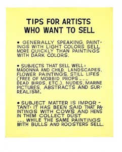John Baldessari, Tips for Artists Who Want to Sell, 1966–1968. Acrylic on canvas, 68 x 56-1/2 inches. The Broad Art Foundation, Santa Monica © John Baldessari