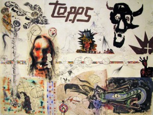 Brad Kahlhamer, Topps Platinum Dream Catcher #1, 2011. Collage and mixed media on paper, 80 x105 inches. On view at Anne de Villepoix Gallery, Armory Show 2011 / Pier 94