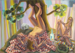 Judith Linhares, Slope, 2010. Oil on linen, 60 x 84 inches. Courtesy of Edward Thorpe Gallery.