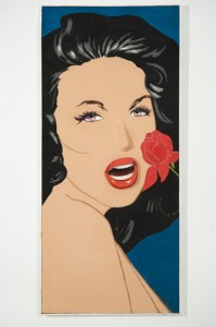 Marjorie Strider, Girl with Rose, 1963. Acrylic on Masonite panel, 45 x 20 x 2 inches. Courtesy of Hollis Taggart Galleries