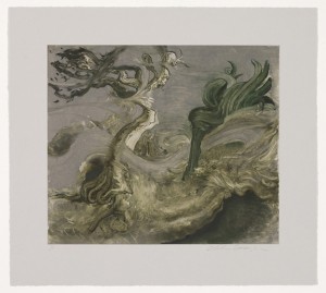 Inka Essenhigh, Tree in the Wind, 2010. Monotype printed from a steel matrix, 12 x 14 inches. Published by Pace Editions, Inc.?