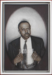 Bradley McCallum and Jacqueline Tarry, The Evidence of Things Not Seen, 2008. Oil on Linen, Toner on Silk, dimension variable. Detail. Courtesy of the Artists.