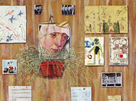 Simon Dinnerstein, The Fulbright Triptych, 1971-74, detail. Oil on wood panels, 14 feet wide, framed and separated. Palmer Museum of Art, Pennsylvania State University.