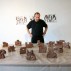 Alain Kirili in his New York studio with clay maquettes of the elements of Résistance