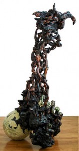 Daniel Wiener, Maiden Queen and the Angel Mild, 2008. Apoxie-Sculpt, 59 x 27 x 16 inches. Courtesy of the Artist