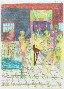 Dasha Shishkin, A Boy's Best Friend is His Mother, 2011. Mixed media on canvas, 42 x 30 inches. Courtesy of Zach Feuer.