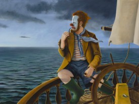 Sean Landers, Around the World Alone (Lord of the Seas), 2011. Oil on linen, 78 x 126 inches. Courtesy of Friedrich Petzel Gallery