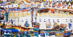 Roy Lerner, Pathway to the Shoals, 2011, 48 x 96 inches, Acrylic and gel medium on canvas