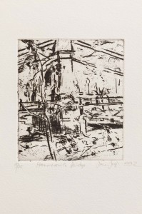 Jane Joseph, Hammersmith Bridge, 1992. Etching, 12.4 x 10.8 cm. Courtesy of the Artist