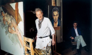 Lucian Freud with Martin Gayford. Photograph: David Dawson