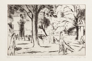 Jane Joseph, The Meadows, Leaning Tree, 1984. Etching, 15.3 x 23.1 cm. Courtesy of the Artist