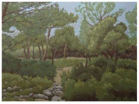 Hilton Miller, France, untitled landscape #8, 2003. Oil on board,18 x 24 inches. Courtesy of the Artist