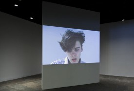 Xavier Cha, Body Drama, 2011. I(nstallation view, Whitney Museum of American Art, New York). Performance with actor and body-mounted video camera; and video, color, silent; time variable, looped. Photograph by Sheldan C. Collins