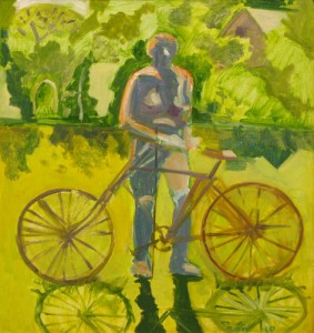 Lois Dodd, Nude & Bridge, 2010. Oil on panel, 11-1/4 x 10-1/2 inches. Courtesy of Caldbeck Gallery