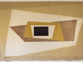 Anni Albers, Untitled Tapestry, based on a 1933 design. Hand knotted wool, hand twisted wool and silk, 72 x 116 inches. Courtesy of Loretta Howard Gallery