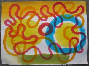 Richard Timperio, Turquoise Wheel, 2011. Acrylic on paper, 22 x 30 inches. Courtesy of Art 101.