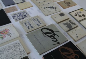 Black Mountain poets in a vitrine in the exhibition, Black Mountain College and Its Legacy exhibition, Loretta Howard Gallery, New York, 2011