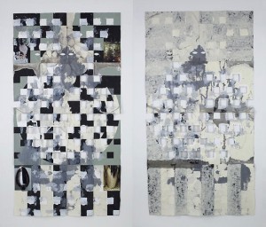 Gabriel Orozco, Continental Chess Games, New York 2009, Lac du Bourdon, 2010. Back and front sides, gouache, charcoal on paper, 72-1/4 x 38-1/2 inches. Courtesy of Marian Goodman Gallery