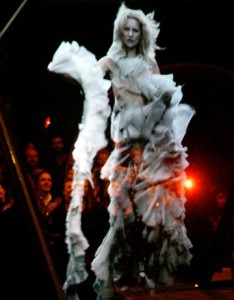 Still from the hologram of Kate Moss that closed Alexander McQueen's 2006 show, Widows of Culloden. photo credit: WireImage.com