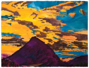 Graham Nickson, Painters Mountain, Flinders Range, Australia, 2001. Watercolor on paper, 22 x 29-3/4 inches. Courtesy of Knoedler & Company