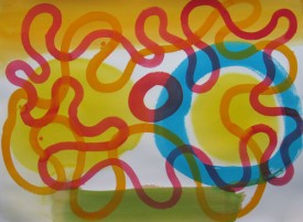 Richard Timperio, Turquoise Wheel, 2011. Acrylic on paper, 22 x 30 inches. Courtesy of Art 101.