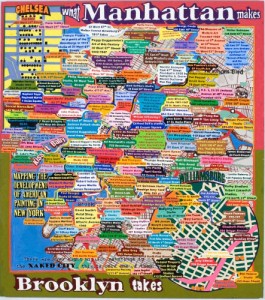 Loren Munk, What Manhattan Makes, Brooklyn Takes, 2004-06. Oil on linen, 72 x 64 inches. Courtesy of Lesley Heller Workspace