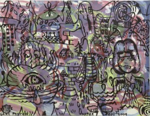 Gary Panter, Water, 2004. Acrylic on paper: 20 x 26 inches. Courtesy Fredericks & Freiser, New York