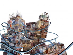 Amy Casey, City Blocks, 2011. Acrylic on paper, 42 X 56 inches. Courtesy Zg Gallery, Chicago