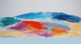 Ronnie Landfield, Clear as Day, 2006.? Acrylic on canvas, ?55-1/4 x 108 inches. Courtesy of Stephen Haller Gallery