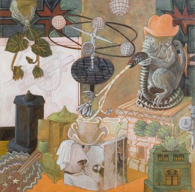 Ellen Lanyon, Majolica Tea, 2010. Acrylic on canvas, 36 x 36 inches. Courtesy of Valerie Carberry Gallery