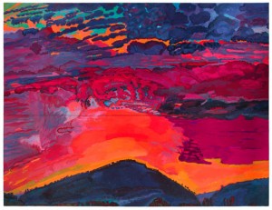 Graham Nickson, Traveler: Red Sky, 2002. Oil on canvas, 110 x 146 inches. Courtesy of Knoedler & Company