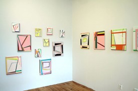 Installation of paintings by Gary Petersen on view in the artist's studio at the Elizabeth Foundation for the Arts. Courtesy of the Artist