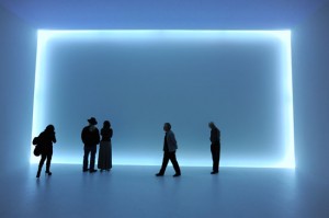 Doug Wheeler, DW 68 VEN MCASD 11, 1968/2011. White UV neon light installation, 18 x 34 x 33-3/4 feet. Courtesy of the artist