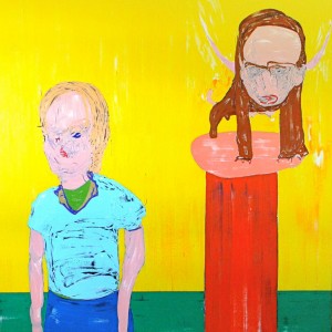 Nicola Tyson, Figure with Sphinx, 2011. Oil on canvas, 72 x 72 Inches, Courtesy Friedrich Petzel Gallery