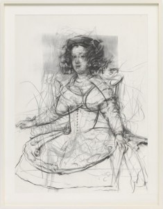 Jenny Saville, Study for Pentimenti V (Velzquez, Picasso, de Kooning), 2011. Charcoal on paper, 91 x 70-5/8 inches. © Jenny Saville. Courtesy Gagosian Gallery. Photography by Mike Bruce