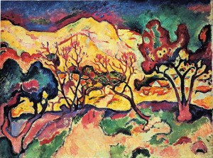 Georges Braque, Landscape at L’Estaque, 1906. Oil on canvas, 23 ? x 31 ? inches. Merzbacher Kunststiftung © 2011 Artists Rights Society (ARS), New York / ADAGP, Paris