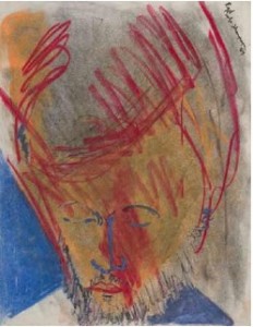 Bob Thompson, Red, 1958. pastel on paper, 13 7-8 x 10 3-4 inches. Courtesy of Steven Harvey Fine Art Projects