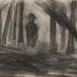 Bob Thompson, Untitled (Man in Forest), ca. 1958, charcoal on paper, 12 x 18 inches. Courtesy of Steven Harvey Fine Art Projects