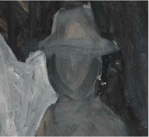 Bob Thompson, Untitled (Man in Hat) (detail), ca. 1958. Oil on Paper, 10 1-2 x 13 3-8 inches. Courtesy of Steven Harvey Fine Art Projects