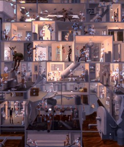 Hilary Harkness, Sinking of the Bismark, 2002. Oil on linen. 40 x 36 inches. Courtesy of Daniel Weinberg Gallery