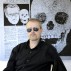 Rupert Goldsworthy in his studio and Damien Skull in the Daily Mail, 2011. acrylic and Flasche on wood, 23 x 36 inches.Courtesy of Rupert Goldsworthy