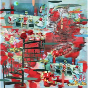 Mary Ann Strandell, Cherry House, 2010. 3D Lenticular print on Singra, 24 x 24 inches. Courtesy of the Artist. The print is included in The Fragonard Room