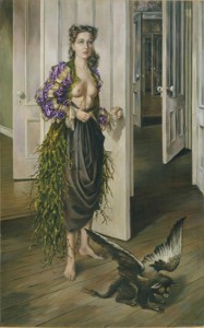 Dorothea Tanning, Birthday, 1942. Oil on canvas, 40-1/4 x 25-1/2 inches. Philadelphia Museum of Art. © Artists Rights Society (ARS), New York / VG Bild-Kunst, Bonn