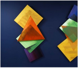 Dorothea Rockburne, Mozart and Mozart Upside Down and Backward, 1985-6. Oil on shaped canvas, 89 x 115 5/8 x 4 inches. Courtesy of Greenberg Van Doren Gallery