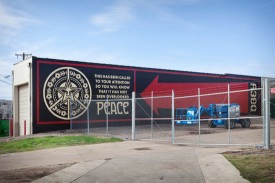 Shephard Fairey, Peace, 2012. Mural, Singleton Avenue, Dallas, Tx. Photo: Colleen McInerney