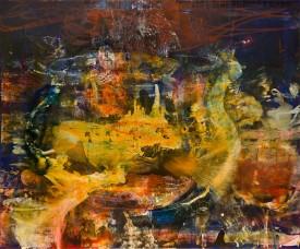 Catherine Howe, Night Painting (Bluestocking), 2012. Oil and beeswax on canvas, 50 x 60 inches. Courtesy of Von Lintel Gallery