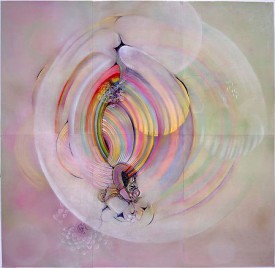 Amy Myers, Chroma Zoma Bubble Chamber, 2006. Graphite , colored pencil and soft pastel on paper, 88 x 90 inches. Courtesy Mike Weiss Gallery