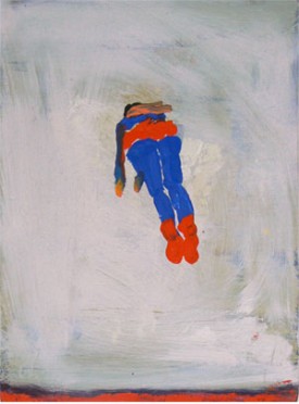 Katherine Bradford, Superman Responds, 2011. Oil on canvas, 12 x 9 inches. Courtesy of Edward Thorp Gallery