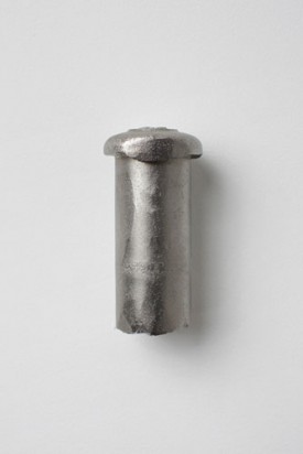 Marc Ganzglass, Shear Pin, 2010. ?Steel shear pin, nickel plated, magnet, 4-1/4 x 2-1/4 x 2 inches. Courtesy of Hauser & Wirth